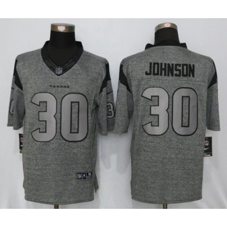 Texans #30 Kevin Johnson Gray Men's Stitched NFL Limited Gridiron Gray Jersey