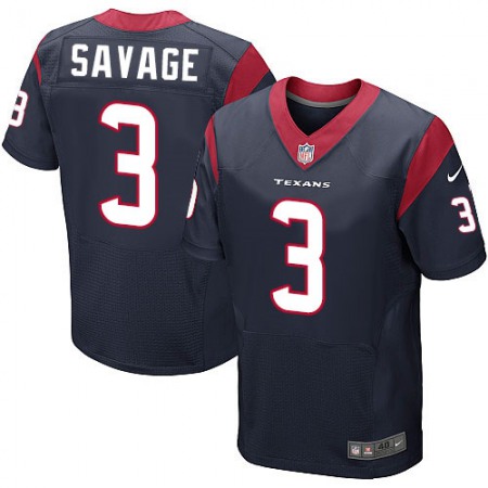 Texans #3 Tom Savage Navy Blue Team Color Men's Stitched NFL Elite Jersey