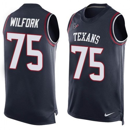 Texans #75 Vince Wilfork Navy Blue Team Color Men's Stitched NFL Limited Tank Top Jersey