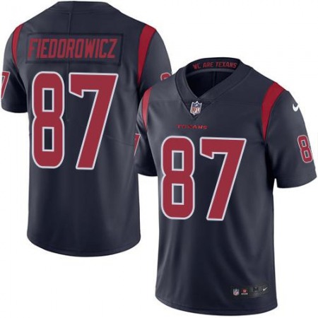 Texans #87 C.J. Fiedorowicz Navy Blue Men's Stitched NFL Limited Rush Jersey