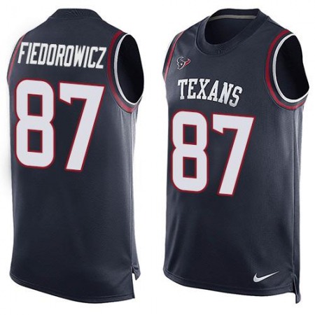 Texans #87 C.J. Fiedorowicz Navy Blue Team Color Men's Stitched NFL Limited Tank Top Jersey