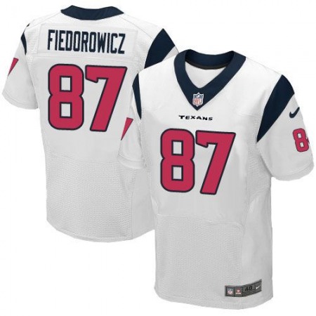 Texans #87 C.J. Fiedorowicz White Men's Stitched NFL Elite Jersey