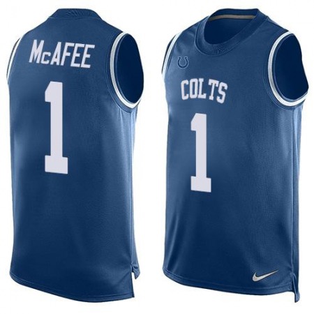 Colts #1 Pat McAfee Royal Blue Team Color Men's Stitched NFL Limited Tank Top Jersey