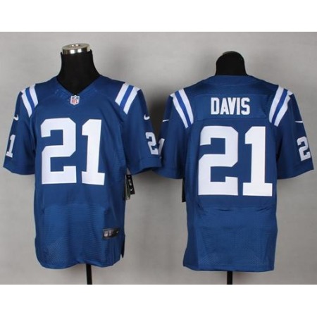 Colts #21 Vontae Davis Royal Blue Team Color Men's Stitched NFL Elite Jersey