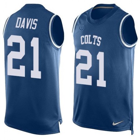 Colts #21 Vontae Davis Royal Blue Team Color Men's Stitched NFL Limited Tank Top Jersey