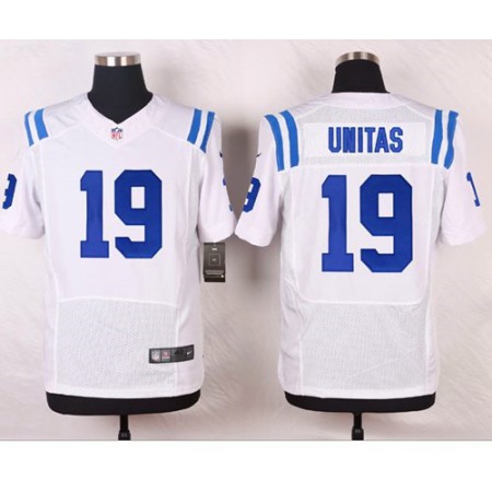 Colts #19 Johnny Unitas White Men's Stitched NFL Elite Jersey