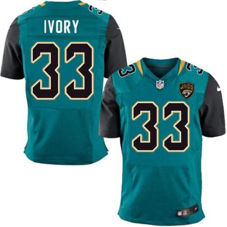 Jaguars #33 Chris Ivory Teal Green Team Color Men's Stitched NFL Elite Jersey