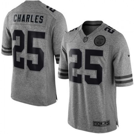 Chiefs #25 Jamaal Charles Gray Men's Stitched NFL Limited Gridiron Gray Jersey