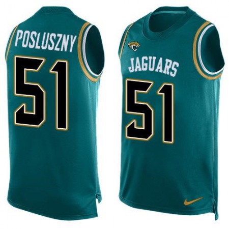 Jaguars #51 Paul Posluszny Teal Green Team Color Men's Stitched NFL Limited Tank Top Jersey