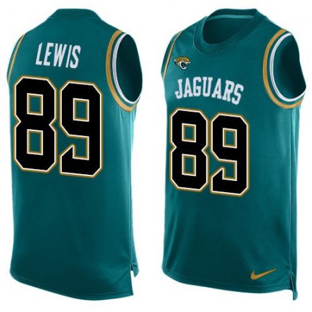 Jaguars #89 Marcedes Lewis Teal Green Team Color Men's Stitched NFL Limited Tank Top Jersey