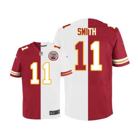 Chiefs #11 Alex Smith Red/White Men's Stitched NFL Elite Split Jersey