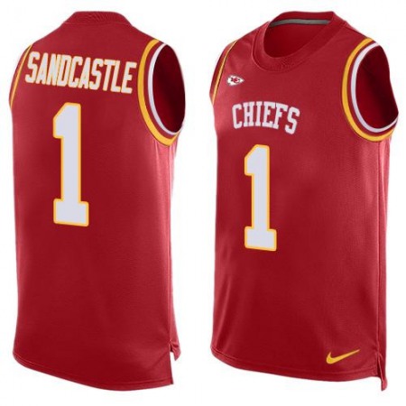 Chiefs #1 Leon Sandcastle Red Team Color Men's Stitched NFL Limited Tank Top Jersey
