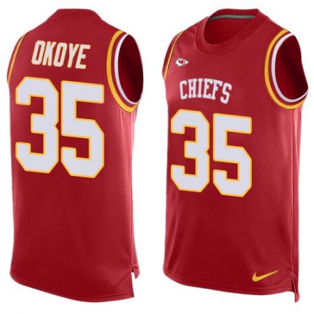 Chiefs #35 Christian Okoye Red Team Color Men's Stitched NFL Limited Tank Top Jersey