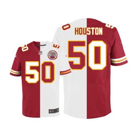 Chiefs #50 Justin Houston Red/White Men's Stitched NFL Elite Split Jersey