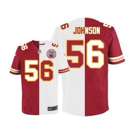 Chiefs #56 Derrick Johnson Red/White Men's Stitched NFL Elite Split Jersey