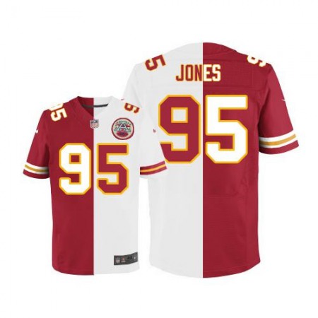 Chiefs #95 Chris Jones Red/White Men's Stitched NFL Elite Split Jersey