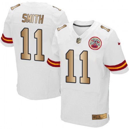 Chiefs #11 Alex Smith White Men's Stitched NFL Elite Gold Jersey