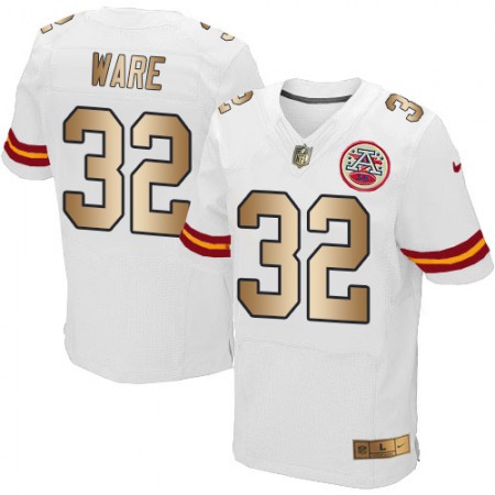 Chiefs #32 Spencer Ware White Men's Stitched NFL Elite Gold Jersey