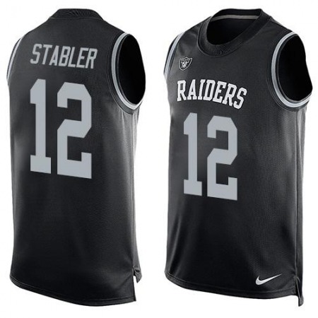 Raiders #12 Kenny Stabler Black Team Color Men's Stitched NFL Limited Tank Top Jersey