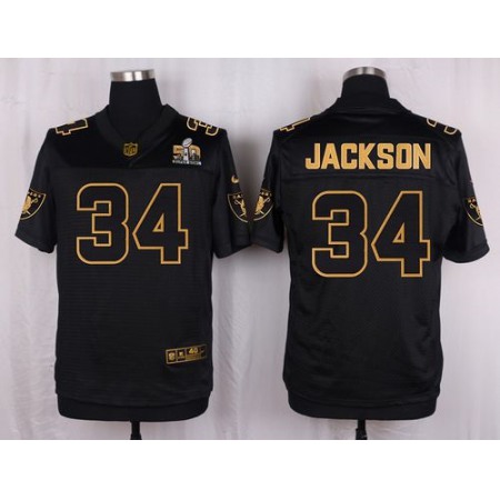 Raiders #34 Bo Jackson Black Men's Stitched NFL Elite Pro Line Gold Collection Jersey