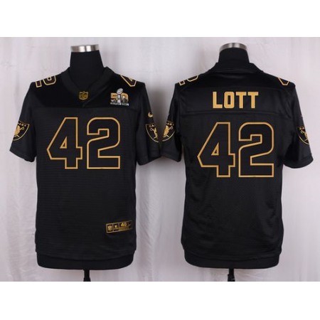Raiders #42 Ronnie Lott Black Men's Stitched NFL Elite Pro Line Gold Collection Jersey