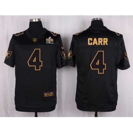 Raiders #4 Derek Carr Black Men's Stitched NFL Elite Pro Line Gold Collection Jersey