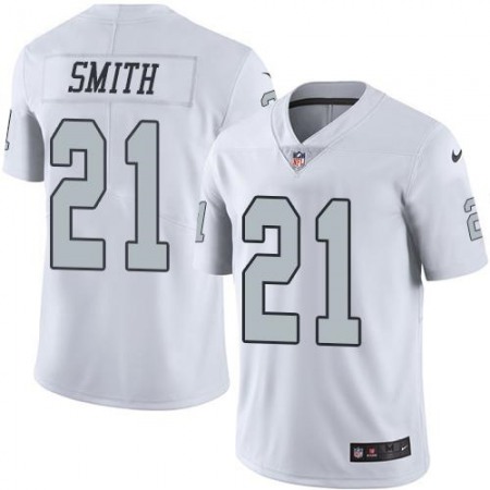 Raiders #21 Sean Smith White Men's Stitched NFL Limited Rush Jersey