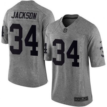 Raiders #34 Bo Jackson Gray Men's Stitched NFL Limited Gridiron Gray Jersey