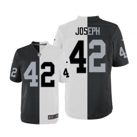 Raiders #42 Karl Joseph White/Black Men's Stitched NFL Elite Split Jersey
