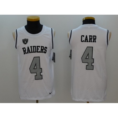 Men's Oakland Raiders #4 Derek Carr White Stitched NFL Limited Rush Tank Top Jersey