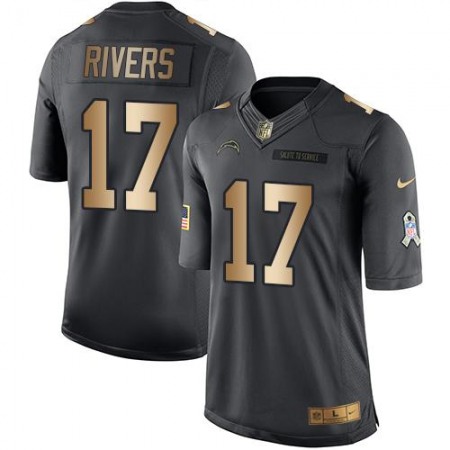 Chargers #17 Philip Rivers Black Men's Stitched NFL Limited Gold Salute To Service Jersey