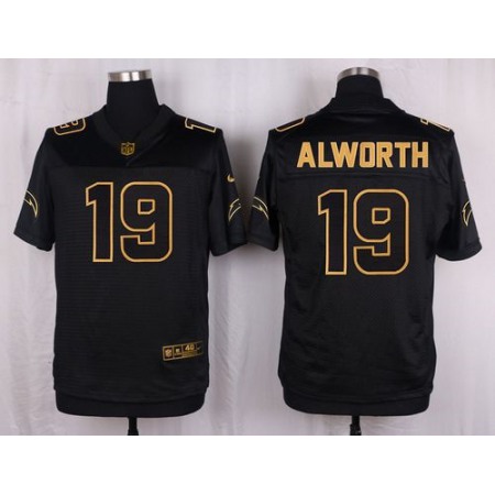 Chargers #19 Lance Alworth Black Men's Stitched NFL Elite Pro Line Gold Collection Jersey