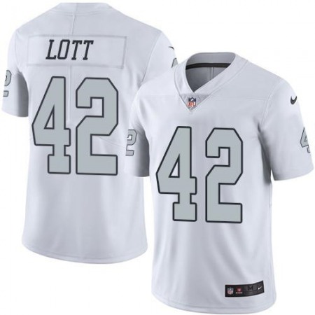 Raiders #42 Ronnie Lott White Men's Stitched NFL Limited Rush Jersey