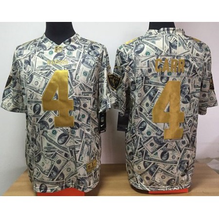 Raiders #4 Derek Carr Dollar Fashion Men's Stitched NFL Elite Jersey