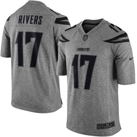 Chargers #17 Philip Rivers Gray Men's Stitched NFL Limited Gridiron Gray Jersey
