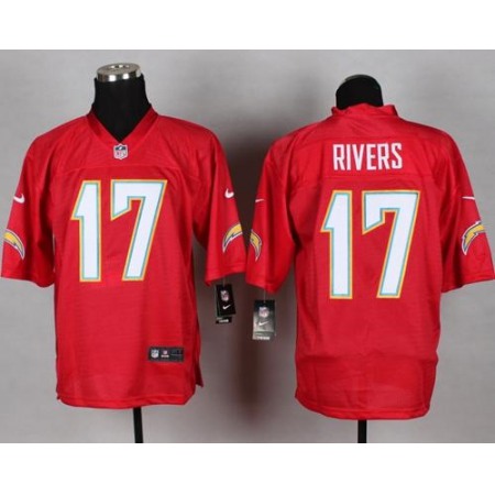 Chargers #17 Philip Rivers Red Men's Stitched NFL Elite QB Practice Jersey