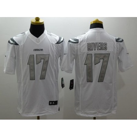 Chargers #17 Philip Rivers White Men's Stitched NFL Limited Platinum Jersey