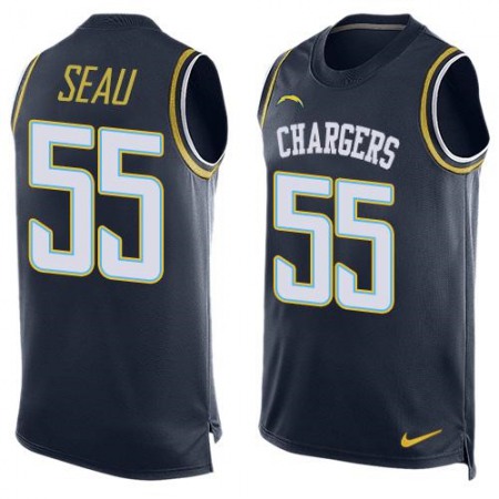 Chargers #55 Junior Seau Navy Blue Team Color Men's Stitched NFL Limited Tank Top Jersey