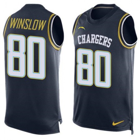 Chargers #80 Kellen Winslow Navy Blue Team Color Men's Stitched NFL Limited Tank Top Jersey