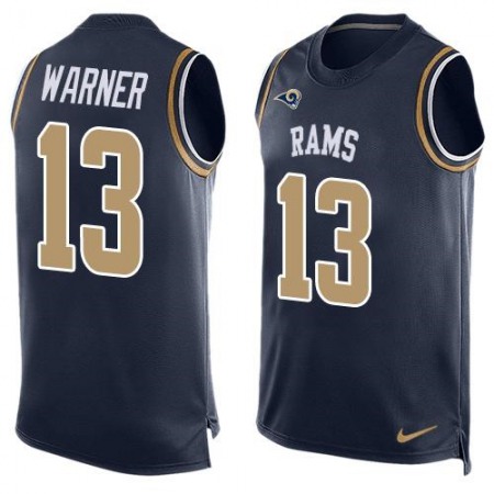 Rams #13 Kurt Warner Navy Blue Team Color Men's Stitched NFL Limited Tank Top Jersey