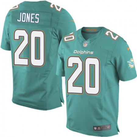 Dolphins #20 Reshad Jones Aqua Green Team Color Men's Stitched NFL New Elite Jersey