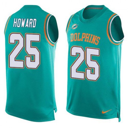 Dolphins #25 Xavien Howard Aqua Green Team Color Men's Stitched NFL Limited Tank Top Jersey