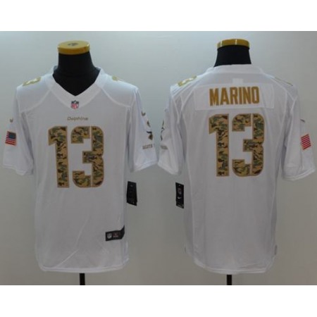 Dolphins #13 Dan Marino White Men's Stitched NFL Limited Salute to Service Jersey