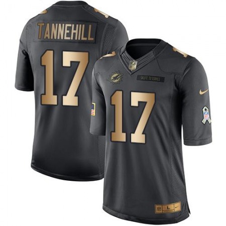 Dolphins #17 Ryan Tannehill Black Men's Stitched NFL Limited Gold Salute To Service Jersey