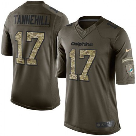 Dolphins #17 Ryan Tannehill Green Men's Stitched NFL Limited Salute to Service Jersey