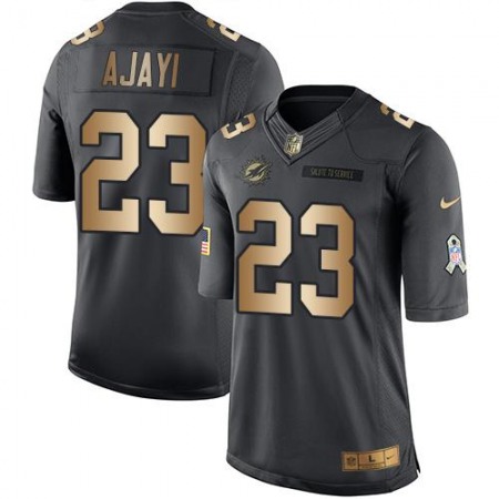 Dolphins #23 Jay Ajayi Black Men's Stitched NFL Limited Gold Salute To Service Jersey