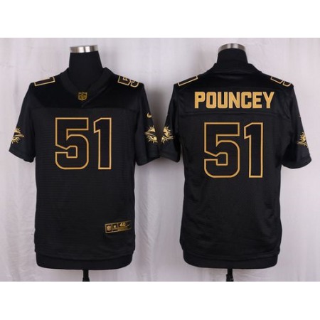 Dolphins #51 Mike Pouncey Black Men's Stitched NFL Elite Pro Line Gold Collection Jersey