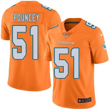 Dolphins #51 Mike Pouncey Orange Men's Stitched NFL Limited Rush Jersey