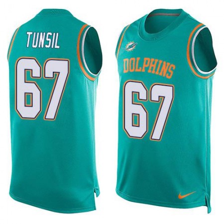 Dolphins #67 Laremy Tunsil Aqua Green Team Color Men's Stitched NFL Limited Tank Top Jersey
