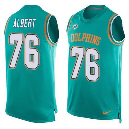 Dolphins #76 Branden Albert Aqua Green Team Color Men's Stitched NFL Limited Tank Top Jersey